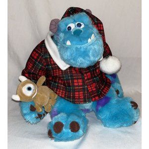 Disney Store Holiday Morning Sully Plush Plaid Pajamas Shirt Santa Monsters Inc